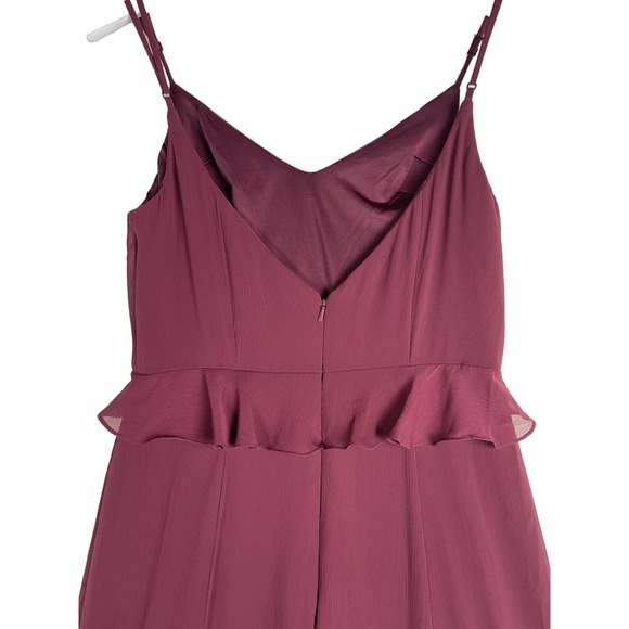 Watters & Watters Wine Red Chiffon Darcie Gown Spaghetti Strap Maxi Layered SZ 8 - Picture 11 of 15